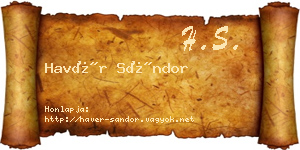 Havér Sándor névjegykártya